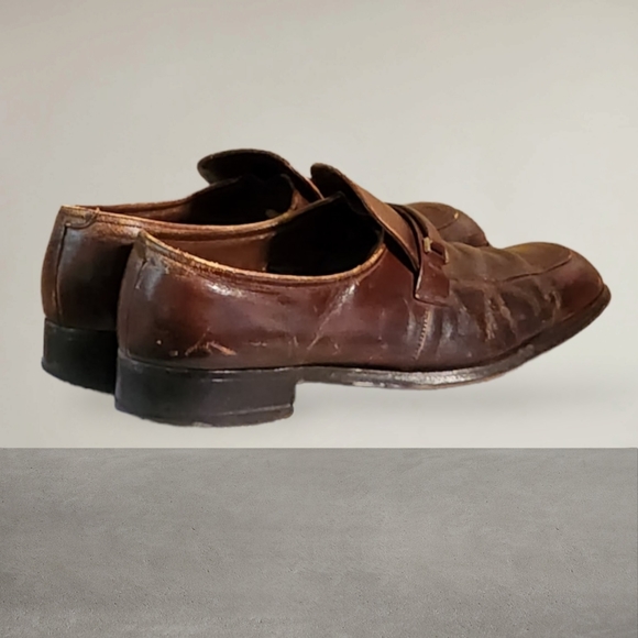 Men Vintage Leather Brown Loafers By Florsheim Size 13B/Men Designer Loafers - Picture 7 of 12